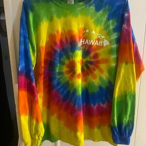 Colortone Hawaii Rainbow Long Sleeve Tie-Dye Tee Unisex Large